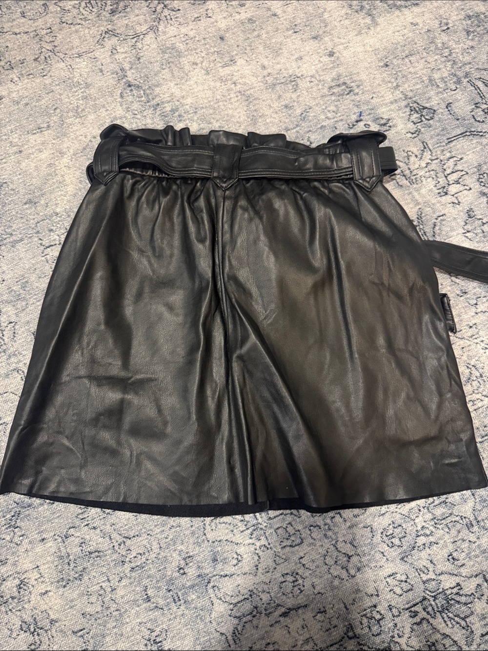 Marc New York Black Faux Leather Paperbag Waist Mini Skirt - Picture 2 of 3